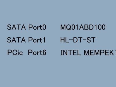 BIOS設定画面でHDD（SSD）構成を確認している画像