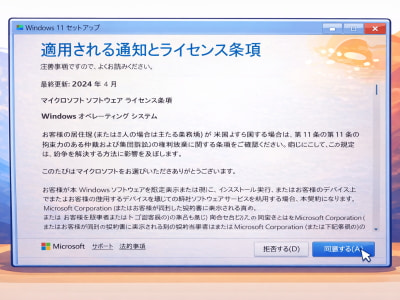 適用される通知とライセンス条項の画像