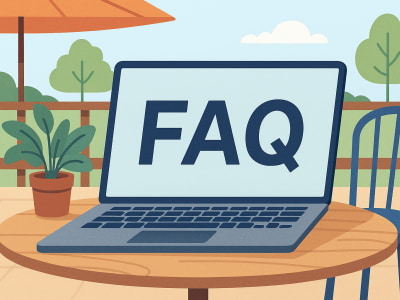 ノートパソコンにFAQと表示されているイラスト